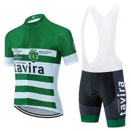2022 Tavira Green Short Sleeve Cycling Jersey Set 19D Pad Pants Suit Men Summer Mtb Pro Bicycling قمصان Maillot Culotte WE199L