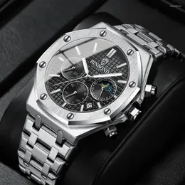 Wristwatches Men Watch Large Dial Moon Phrase Steel Belt Quartz Mens Souvenir Gift Sports Business Clock