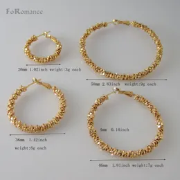 Hoop Earrings & Huggie Foromance FOUR SIZES WITH STAR PARTS ROUND DIAMETER 26 MM 36 46 58 EARRING YELLOW GOLD COLORHoop