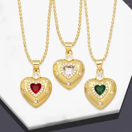 Pendant Necklaces FLOLA Cubic Zirconia Red Heart Necklace For Women Copper Gold Plated Beaded Fashion Crystal Jewelry Party Gifts Nkeb448