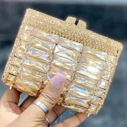 Evening Bags Gold Glass Women Evening Purses Luxury Lady Diamond Handbags Pouch Cocktail Clutches Dinner Prom Crystal Clutch Rhinestone Purse 231129