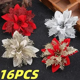 ドライフラワー16pcs diyクリスマスツリー飾り花輪花のフェイクホームウェディングパーティー装飾ギフト231130