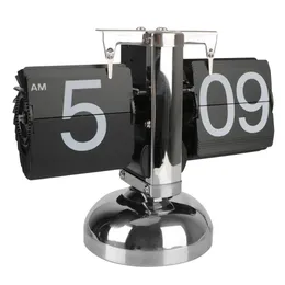 데스크 테이블 시계 자동 플립 디지털 시계 작동 쿼츠 홈 데코 레트로 내부 장비 231130