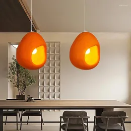 Pendant Lamps Japanese Wabi Sabi Style LED Lights For Living Dining Room Restaurant Kitchen Home Decor Hanging Suspension Orange