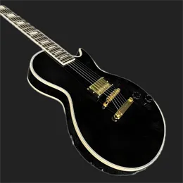 맞춤형 일렉트릭 기타 솔리드 블랙 컬러 로즈 우드 손가락 보드 골드 하드웨어 픽업 트럭 고품질 기타 무료 보트