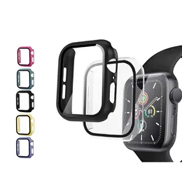 豪華なスマートウォッチ保護カバー透明9HガススクリーンプロテクターPCウォッチケースApple iWatch 6 7 8 9 38mm 42 mm 40mm 44mm 41mm 45mm 49mm