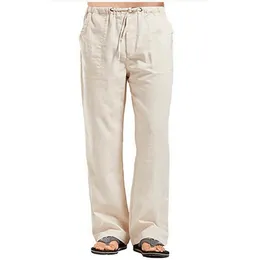 Men's Pants Men's Cotton Linen Pants Summer Solid Color Breathable Linen Trousers Male Casual Elastic Waist Fitness Pants 231129