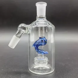 1x 14 mm 45° Glas-Aschefängerkopf Dolphin Inside 45° Shisha Bong mit männlichem Gelenk