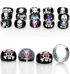 Cluster Rings Pinksee Whole 10pcspack Black Resin Skull Pattern Ring For Children Kids Hiphop Skeleton Party Accessories Jew3943428