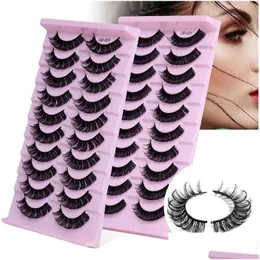 False Eyelashes False Eyelashes 10 Pairs Russia Volume Dd Curl Faux Mink Fluffy Soft Wispy Natural Long Eye Lashes Extension Drop Deli Dhsav