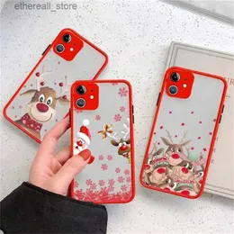 حالات الهاتف الخليوي عيد ميلاد سعيد سانتا إلك هدية هدايا هدية Snowflake CASE Matte شفافة لجهاز iPhone 14 11 12 13 Plus Mini Pro Max Cover Q231130