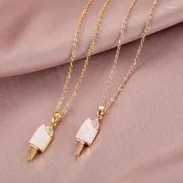 Collares colgantes Diseño Popsicle Collar de cristal Moda Encantos geométricos Gargantilla de acero inoxidable Regalos de joyería para mujeres niñas