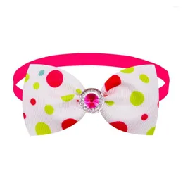 Hundhalsar Fashion Rhinestone Bright Color Polka Dot Pattern Pet Cat Bowknot Collar Strap Buckle Design Accessories