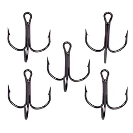 Ganchos de pesca 50 peças 2 #4 6 8 10 gancho preto de aço de alto carbono triplo equipamento invertido curva redonda para bass271h