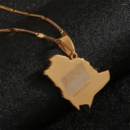 Pendant Necklaces Stainless Steel Saudi Arabia Map Flag Necklace Kingdom Of Jewelry