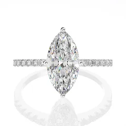 Joias de luxo real 925 prata esterlina marquise corte grandes diamantes de moissanite pedras preciosas casamento noivado joias finas anéis presente351j