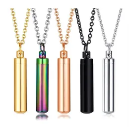 Collier d'urne de crémation de cylindre de 5 couleurs pour pendentif souvenir commémoratif de cendres bijoux de souvenir en acier inoxydable pour femmes ou hommes317B