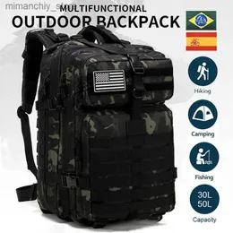 Sacos ao ar livre 30L / 50L 3P Mochila Tática para Homens Mulheres Camping Caça Acessórios Camuflagem Militar Saco de Assalto Exército Mol Mochilas Q231130