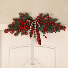 Decorative Flowers Wreaths Merry Christmas Garland for Front Door Window Wall Hanging Ornaments Candy Bow Year Home Decorations 231129