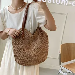 Nxy Weave Tote Bag Female Bohemian Shoulder Bags for Women Summer Beach Straw Handbags Purses Lady Travel Shopping 230424