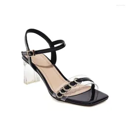 Sandals BLXQPYT Gladiator Women 2023 مضخات جلدية أصلية عالية الكعب المفتوح إصبع القدم الشفافة مكتنزة الحفلات أحذية الزفاف 3805