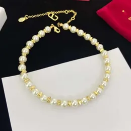 Designer Valentine Fashion Valantino New Pearl Slimming Embelling Neck Line Collone Huajia Brass Material Temperament Sweet Lady CollarBone Chain Woman Woman