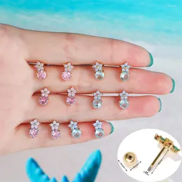 Stud Earrings 1pc Sweet Coloful Zircon Flower Cartilage Piercing Tragus Ear For Women Girl Jewelry Gift