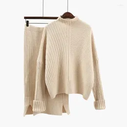 Женские свитера, модный женский комплект свитеров, зима-осень 2023, офисные женские рабочие вязаные свободные пуловеры, универсальные утепленные верхние одежды, топы