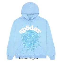 2023 SP5DER BUSKA MASES WONS ANGEL Number Puff Pastry Printing Graphic Spider Web Bluzy Streetwear Blue SP5DER Tracksuit 422 423