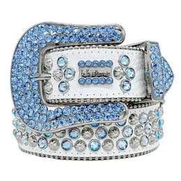 Designer Bb Simon Belts for Men Women Shiny diamond belt Black on Black Blue white multicolour with bling rhinestones as gift2661
