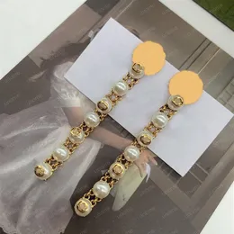 디자이너 Long Pearl Pendant Earrings g 여자 남자 남성 고급 고급 디자이너 동물 스터드 귀걸이 선물 선물 D2112212Z278D