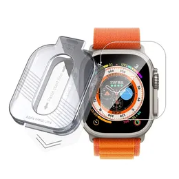 강화 유리 스크린 프로텍터 2.5D Easy InstalTator 방수 41mm 45mm 49mm Apple Iwatch Series 7 8 Ultra Watch Film Protector Smart Watch 액세서리