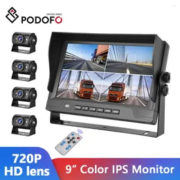 Podofo IPS HD 1080P Vehicle Rear View Monitor 12V-24V Waterproof Backup Camera Split Screen Playback For Trucks School Bus Car
