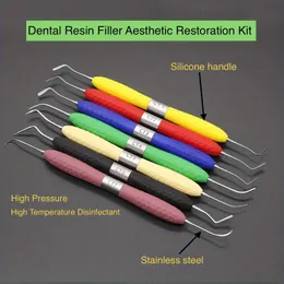 7-teiliges Zahnkomposit-Füller-Set für ästhetische Restaurierung mit Silikongriff. CT1 CT2 CT3 CT4 CT5 CT6 CT7