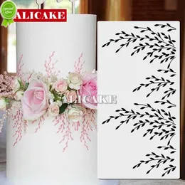 New Willow Branch Design Cake Stencil for Fondant Biscuit Plant Cake Decorating Tools Baking Wedding Party Food Grade PET Templates