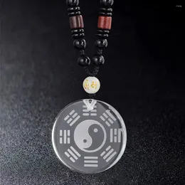 قلادة قلادة كلاسيكية كريستال أبيض يين يانغ دائرة العلامة الصين تاي تشي باجوا قلادة تميمة محظوظ الأمن هدية المجوهرات