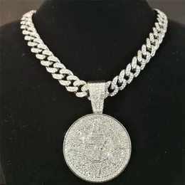 Pendant Necklaces Hip Hop Crystal Lucky Number 7 Pendant With Big Miami Cuban Chain Choker Necklace For Men Women Iced Out Coin Je288o