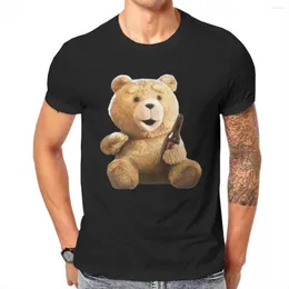 Męskie koszule Teddy Bear Ted dla mężczyzn Pure Cotton Nowatorskie koszulka Załoga Załoga Kreskówka Drink piwo koszulki krótkie rękawowe ubrania plus size