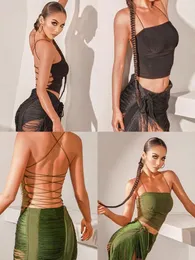 Stage Wear ZYM Lady's Latin Dance Mini Top Simple Front Beautiful Back With Bra And Adjustable Strings ZYMdancestyle #2206