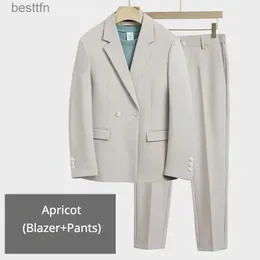 Men's Suits Blazers (Blazer+Pants) High Quality Fashion Casual Men's Suit Korean Style Fit Jacket Trousers 2 Piece Set Wedding Dress Party S-5XLL231130