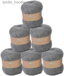 Garn 6 bollar Angora Mohair Wool Garn för att sticka mjuk plysch kashmir hand virkning la diy scarf tröja tråd fraktförsäljning l231130