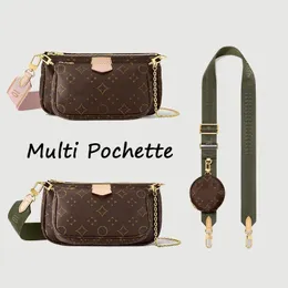 M44813 MULTI POCHETTE ACCESSORIES сумка через плечо модная женская сумка через плечо роскошная сумка-тоут коричневый цветок дизайнерские мужские классические клатчи кожаные сумки на цепочке