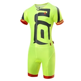 Fluo Yellow 2022 Summer Cycling Jersey Set Short Sleeve Bike Skinsuit Unisex Triathlon Invisible Zipper Tights Connection Cycling J3151