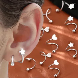 Stud Earrings 2/6pcs Stainless Steel Gold Color Minimal Heart Star Ear Earring Women Korean Studs Tragus Cartilage Piercing Jewelry