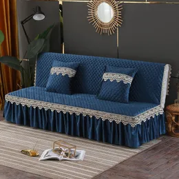 Stol täcker lyxiga spetsar med kjol Inga ledstänger soffa täcker tjock armlös futon slipcover 3 -sits vikbar bäddsoffa med större soffa täckning 231129