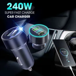 Upgrade 240W 2 Ports Type-C DC5V PD Fast Charging Car Charger USB Type C Phone Adapter Chargers In Car for IPhone Mi Samsung Universal