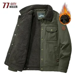 Mens Jackets Fashion Fleece Winter Thicken Warm Parkas Outdoor Casual Multiple Pockets Loose Coats Male Big Size 6XL 231129