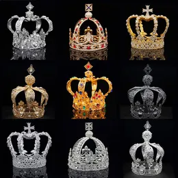 Royal Queen King Tiaras Coroa Homens Rodada Diadema Tiaras de Noiva e Coroas Headdress Prom Wedding Hair Jewelry Party Ornament Masculino Y2251m