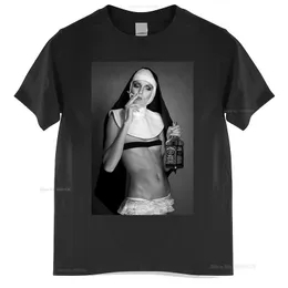 Men's T-Shirts Nun Smoking Drinking T Shirt Funny Cool Designer Summer Top Gift Present cotton tshirt men summer fashion t-shirt euro size 230428