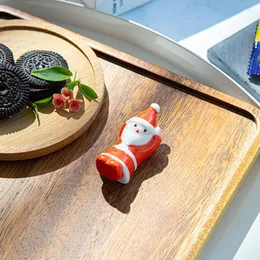 Yemek çubukları Noel Claus çubuk tutucu seramik Noel bıçak kaşık çatal sofra sopa çubuk raf masa dekorasyon xmas malzemeleri